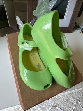 Mini Melissa Disney Tinker bell  Mary Jane Jelly Shoes with Glitter Wings